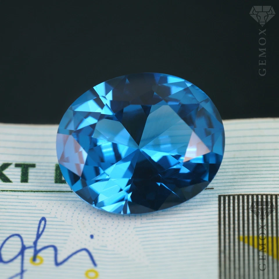 Spinel Authentic Loose Gemstone Oval Cut LabGrown Faceted Aquamarine Blue Stone - Image 2 of 4