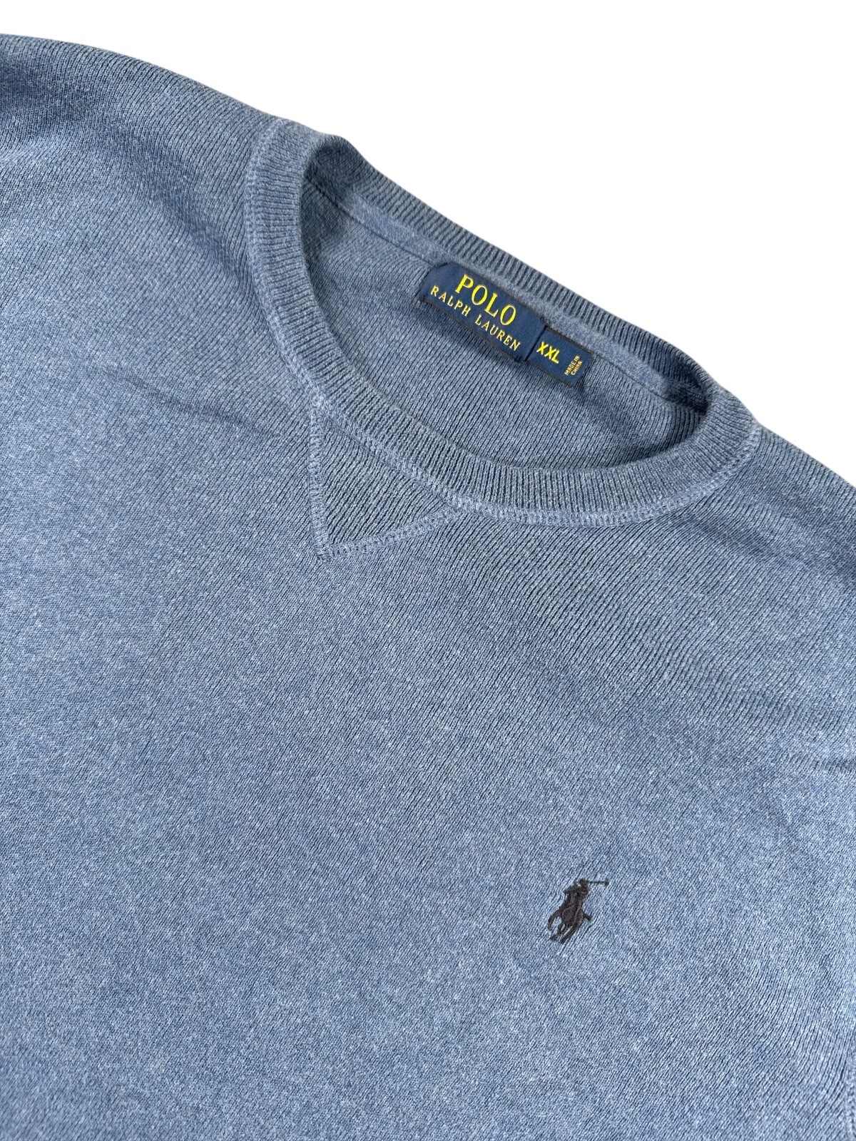 Polo Ralph Lauren Felpa Uomo 2XL Blu Pullover Nero Pony Logo Manica Lunga