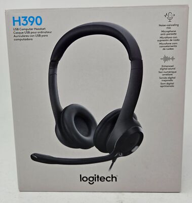 Logitech H390 Over-Head Comfort USB Headset w/ Noise-Canceling Microphone * NEW