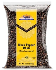 Rani Black Pepper Whole (Peppercorns), Premium Indian MG-1 Grade 3.5oz (100g)