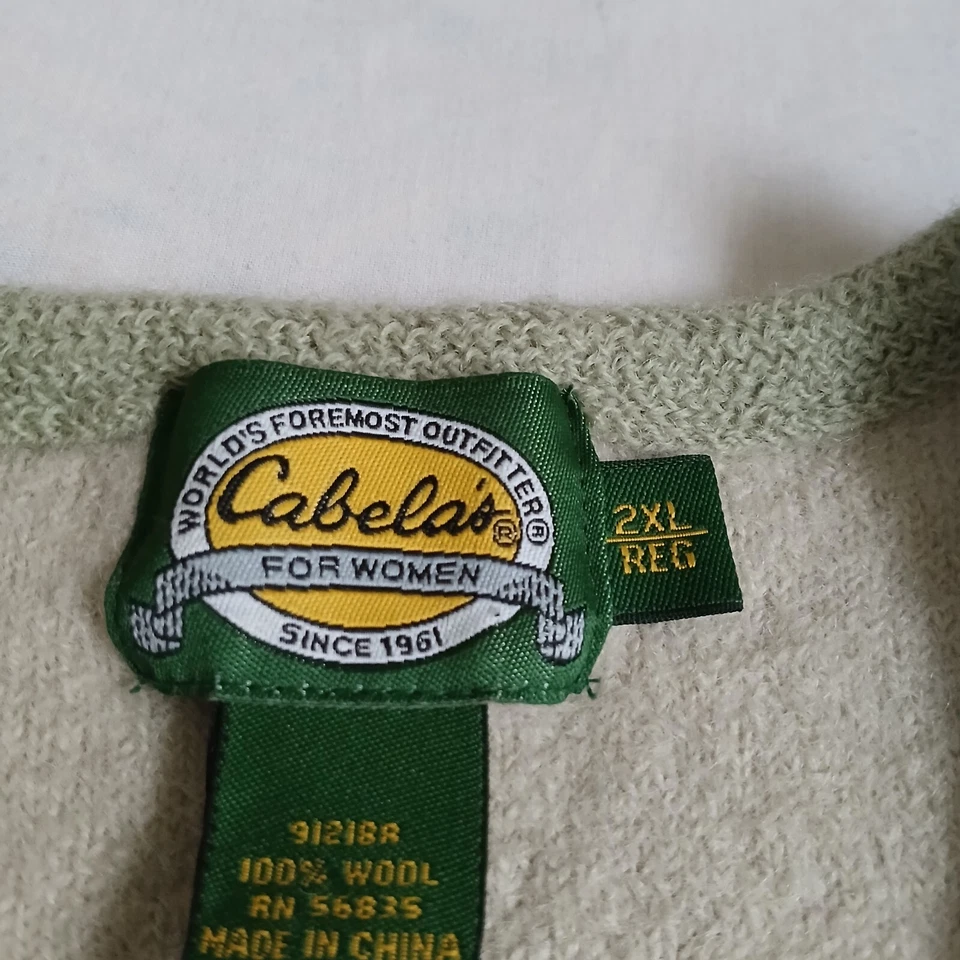 Cabelas 背心女式 2 件羊毛拉链刺绣复古 90 年代奶奶见测量 — 第 2/4 张图片