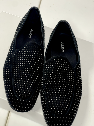 Aldo Black Rhinestone Suede Slip On Loafers Men’s Size 9 - Retail $130 - Afbeelding 1 van 5
