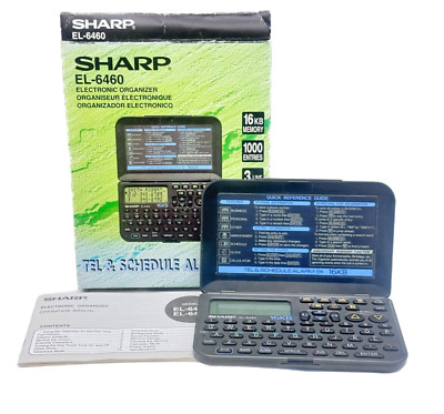 Sharp EL-6460 Organizer 16KB Speicher 1000 Einträge verpackt Handbuch Vintage Tech