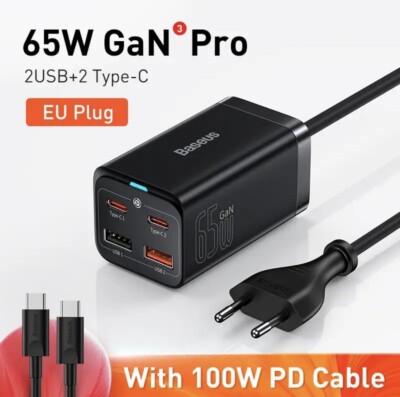 Baseus 65W GaN Charger 4 in 1 Fast Desktop Phone Charger