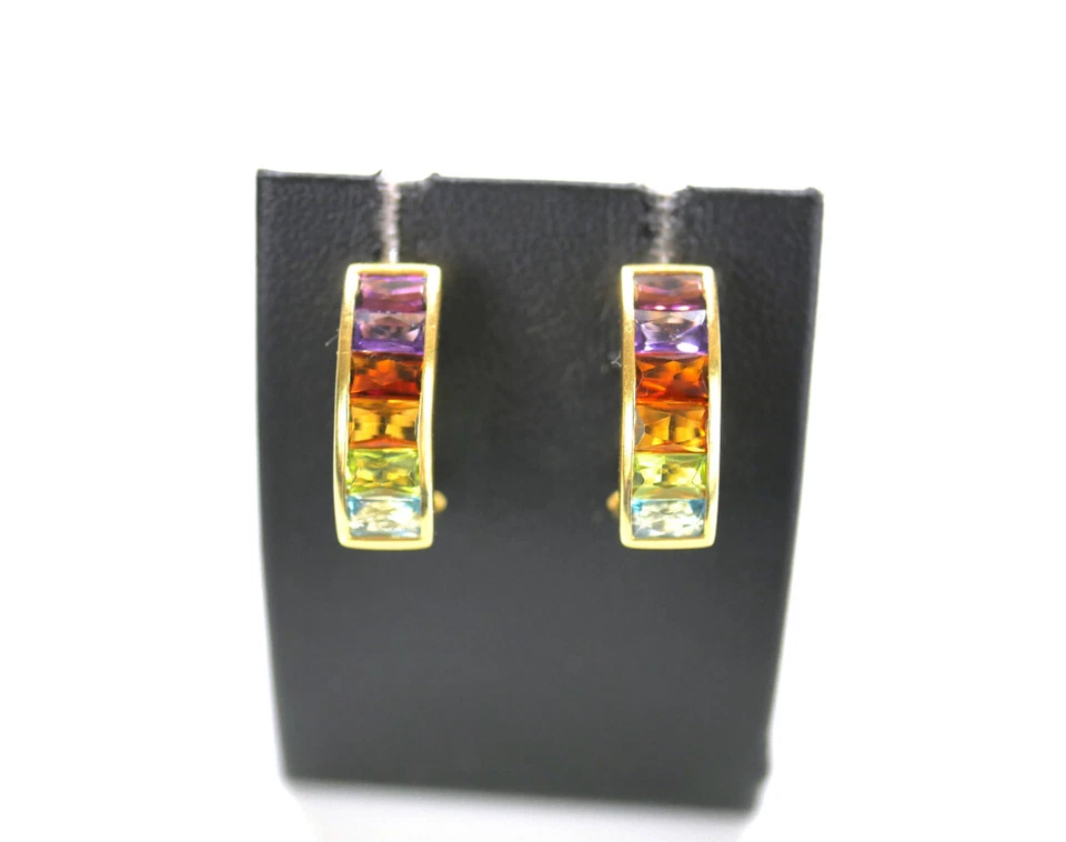 tolle Ohrringe "Regenbogen" - H. STERN - mit bunten Edelsteinen - 750er Gold 18K - Bild 3 von 4