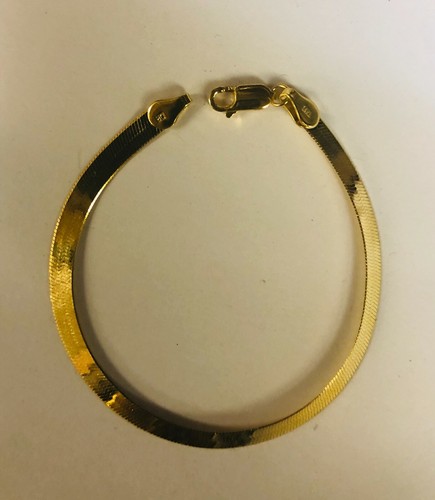 14k Yellow Gold 2.8 MM FLEXIBLE HERRINGBONE 7 inch Chain Bracelet 1.8 GRAMS - Picture 9 of 14