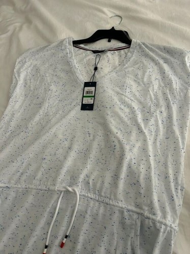 Tommy Hilfiger Women's White and Blue Tie-Waist Dress Cover-Up Size Large/XL NWT - Picture 2 of 2