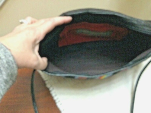 Vintage Furst & Mooney Handbag Shoulder or crossbody stripe canvas and leather, - Picture 8 of 10