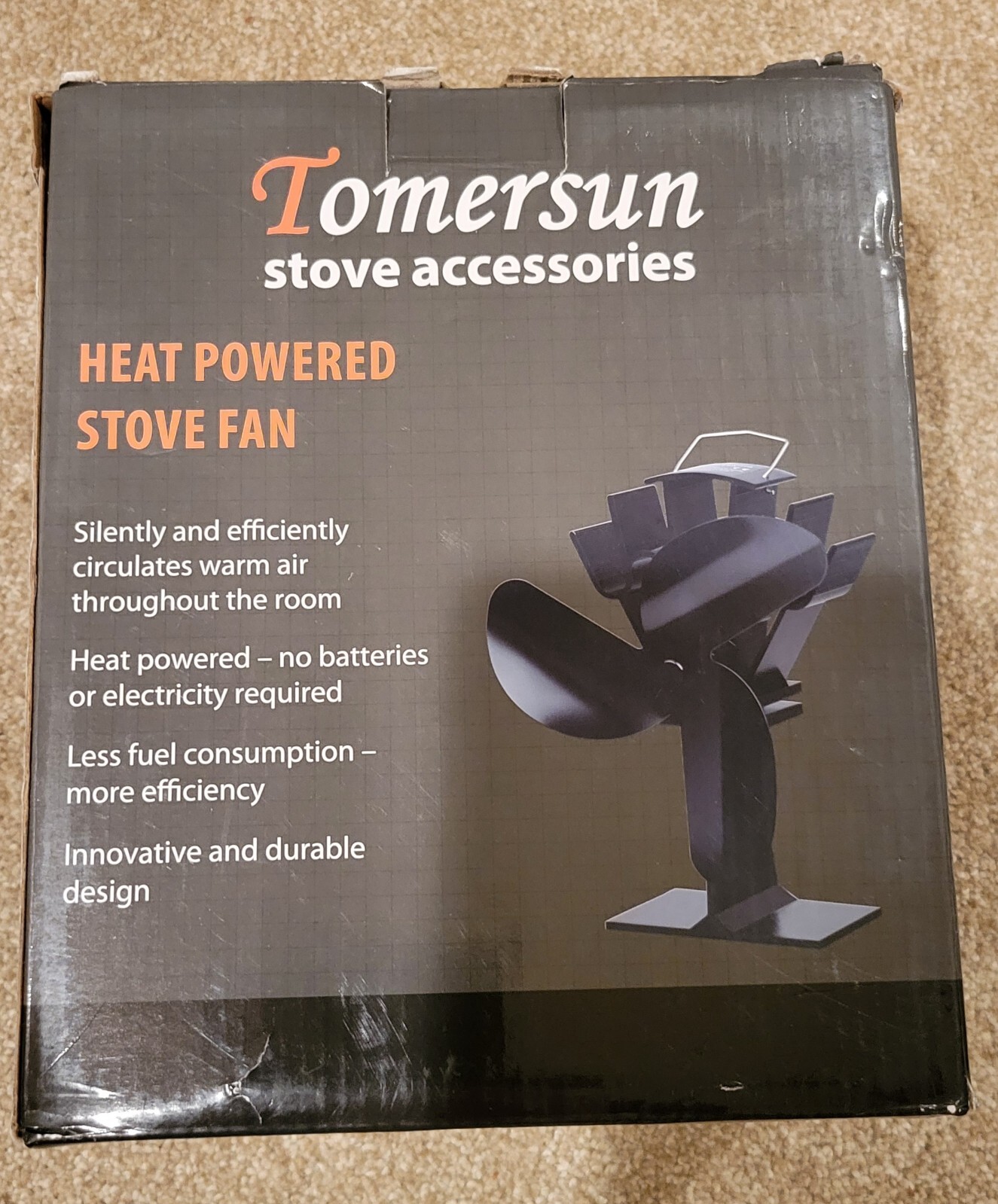 TOMERSUN 3 Blades Heat Powered Stove Fan for Wood/Log Burner/Fireplaces.  New. | eBay