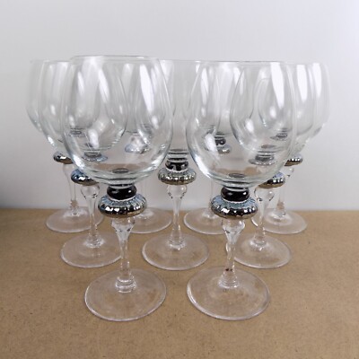 9 Romeo Art Glass Wine Goblets Minh Martin 9.25'' Tall Iridescent Wafer Stem