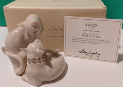 LENOX SWEET DEVOTION - 2 Kitty Cat Jeweled Kitten Sculpture set