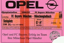 96/97 Ticket FC Bayern  München - Mönchengladbach Eintrittskarte Sammler 
