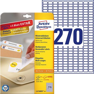 AVERY Zweckform L4730REV-25 Universal Etiketten (6.750 plus 1.350 Klebeetiketten