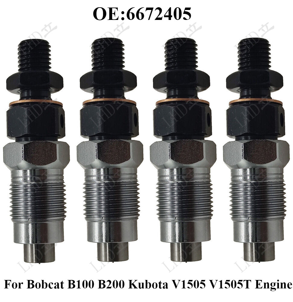 4 Pcs Fuel Injector 6672405 For Bobcat B100 B200 Kubota V1505