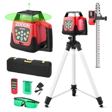 VEVOR 2000ft Rotary Laser Level Kit Self Leveling Green Horizontal with Tripod