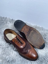 Allen Edmonds 7D Woven Leather Longwing Brogue Oxford Shoes Goodyear Welt
