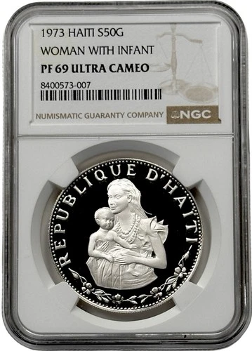1973 Haiti 50 Gourdes Silver Woman With Infant Proof Coin NGC PF 69 UC