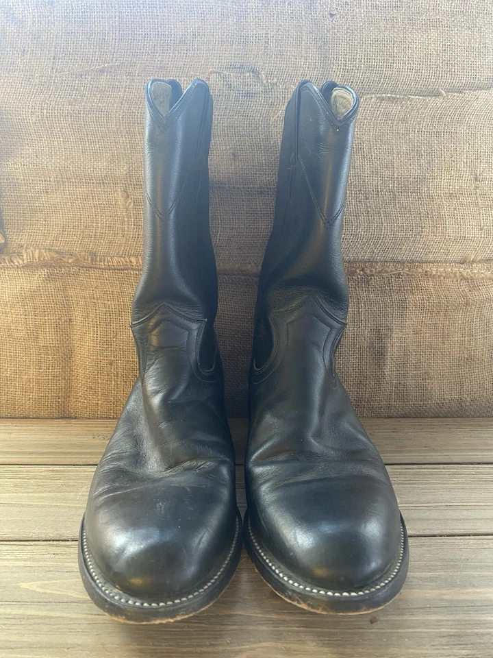 Botas occidentales Justin de cuero negras para mujer talla 7,5 preppy grunge góticas Foto 3 de 4