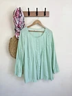 MONSOON Cotton Tunic Top Blouse Pastel Green UK18-20 Light Summer