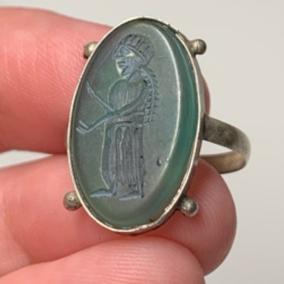 Stunning Rare old antique intaglio silver ring Restored vintage collectibles 