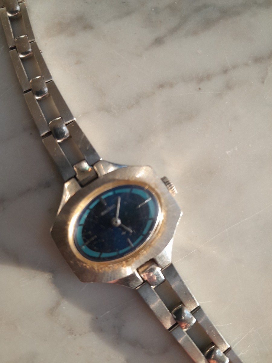 Seiko Ladies Watch Vintage Japan 11-7659 Mechanical Wind Blue RUNS