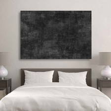Black Abstract Canvas Wall Art - Modern Industrial Textile Texture Print Large