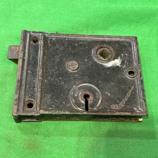 Antique Door Rim Lock Cast Iron No Key 4 1/2”x  3 1/4”