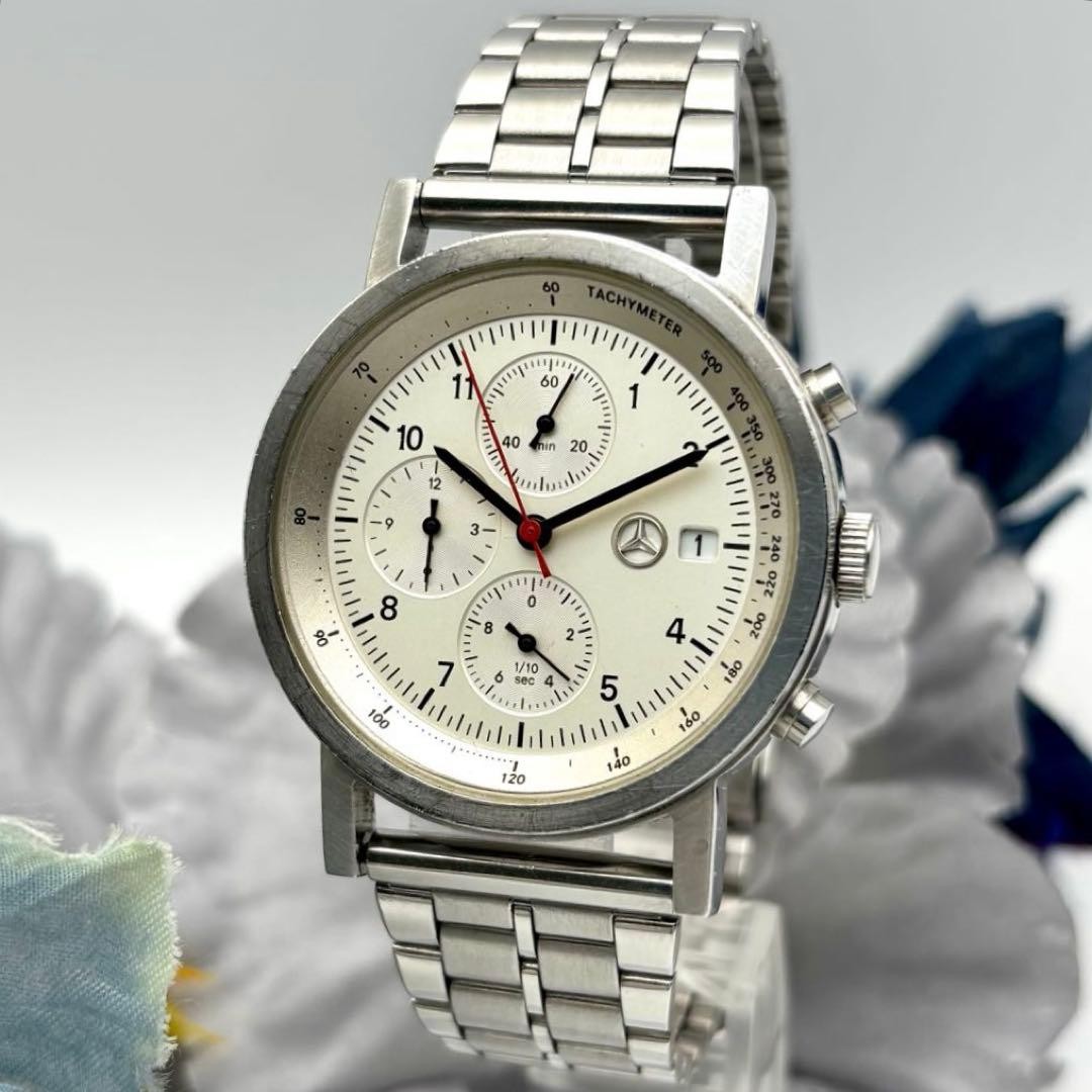 Mercedes-Benz Chronograph Silver Quartz Men's Watch Japan 0611508