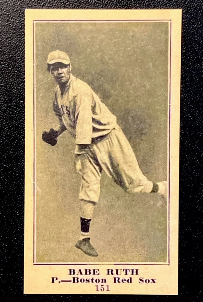 Tarjeta de lanzador Babe Ruth Boston Red Sox #151 1915~ M101-5 famosa-BarrCo. Reimpresión Foto 3 de 4