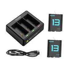  Hero13 Triple Battery Charger Kit for GoPro HERO13 Black, 2-Pack Battery + 