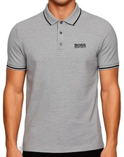 Image of Hugo Boss Polo Cotton Men's Shirt Stripe Collar Short Sleeve - Regular Fit