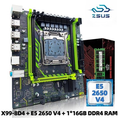 ZSUS X99-8D4 Motherboard Set Kit Mit LGA2011-3 Xeon E5 2650 V4 CPU DDR4 16GB T
