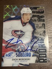 2016-17 UD Ice Blue Jackets Zach Werenski Rookie Subzero Signed Rookie Card Auto. rookie card picture