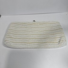 Vintage Beaded MAGID Clutch Kiss Lock White Formal
