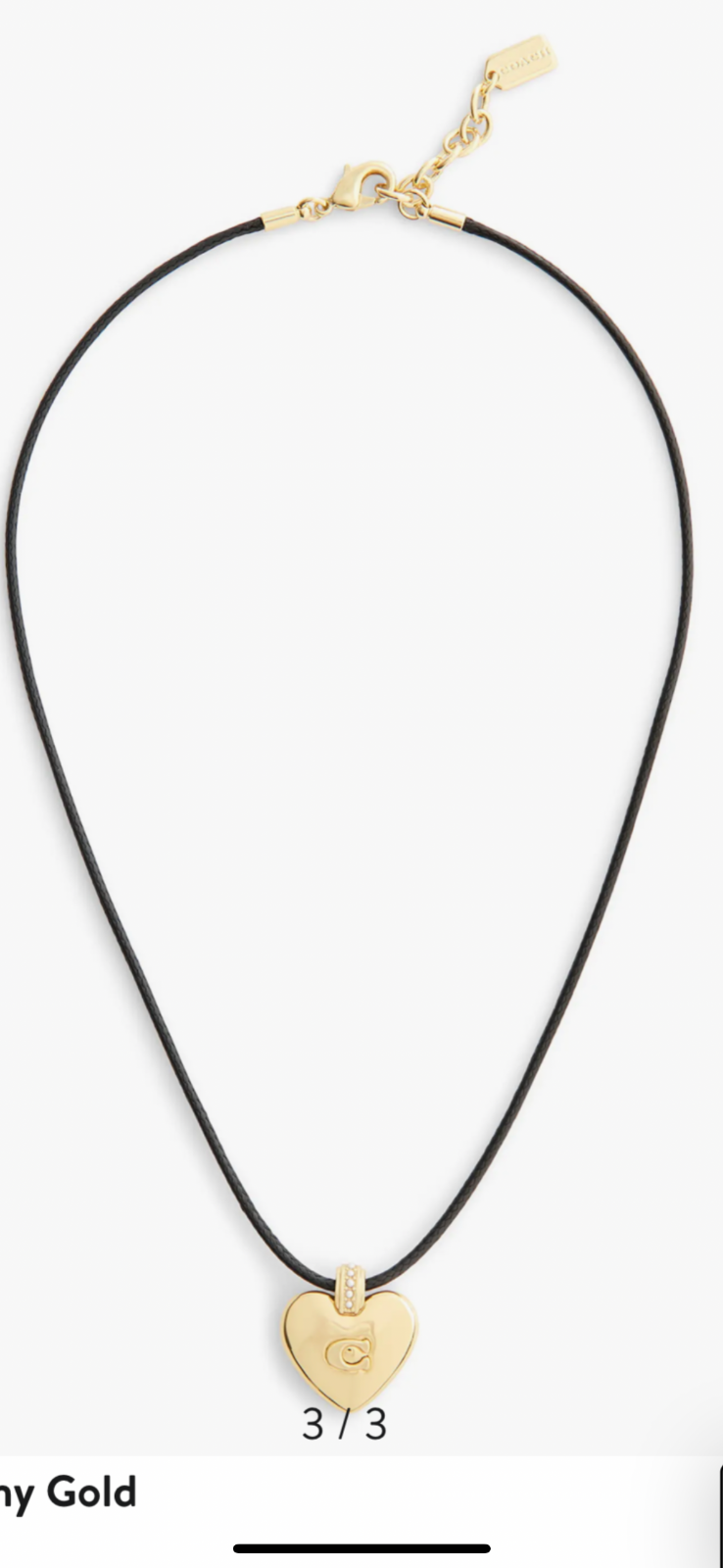 Coach Signature Puffy Heart Pendant Leather Necklace retail $145