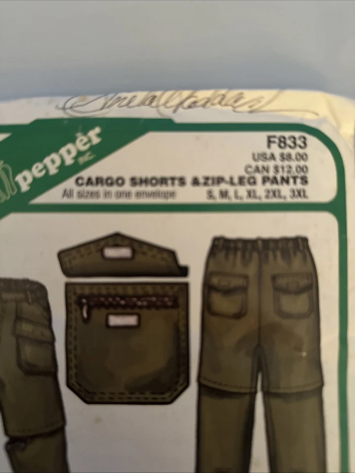 Green Pepper 833 Mens Cargo Short Zip Leg Pants Pattern Waist 28-50 Uncut S-3XL - Image 2 of 4
