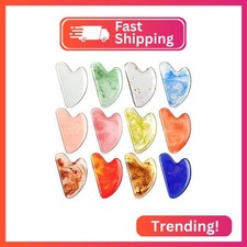 Sherr 12 Pcs Gua Sha Facial Tools Resin Heart Shaped Massage Guasha Tool for Fac