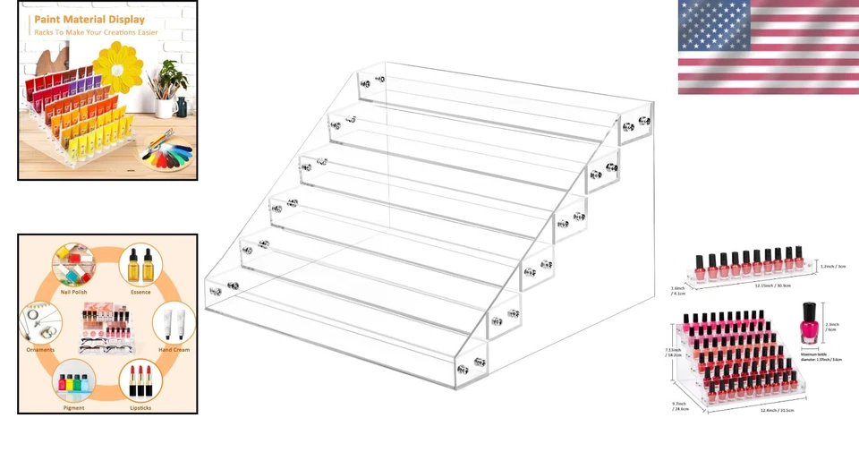 Organizador de esmalte de uñas soporte de exhibición estante soporte acrílico 6 niveles 72 botellas Foto 2 de 4
