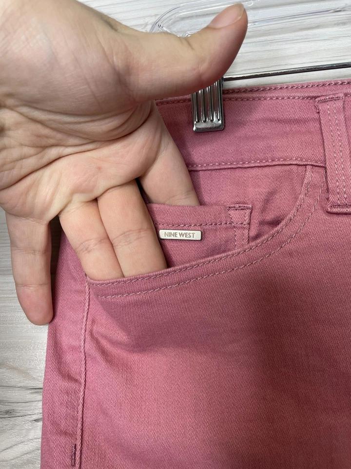 Nine West Shorts Womens 12 Pink Gramercy Short Raw Hem Casual Stretch Cotton - Image 3 of 4