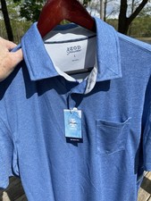 IZOD Saltwater Sun Shield Polo UPF-30 Breathable Blue Quick Dry Mens Large NWT