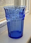 Cobalt Blue Roulette Water Tumber-Many Windows-Hocking Glass-Depression-1935-39
