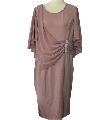 Hanna Nikole Women's Cape Dress XL Chiffon Overlay BodyconPencil Hide Tummy NWT