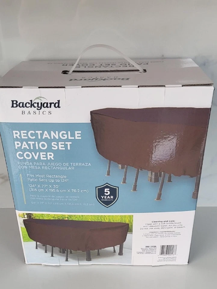 Juego de cubierta rectangular para patio 124" x 77" x 30" marrón 99013YSBL resistente al agua Foto 4 de 4