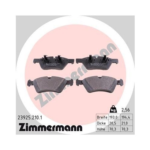Zimmermann 23925.210.1 Bremsbelagsatz Scheibenbremse Vorderachse Mercedes Benz-image