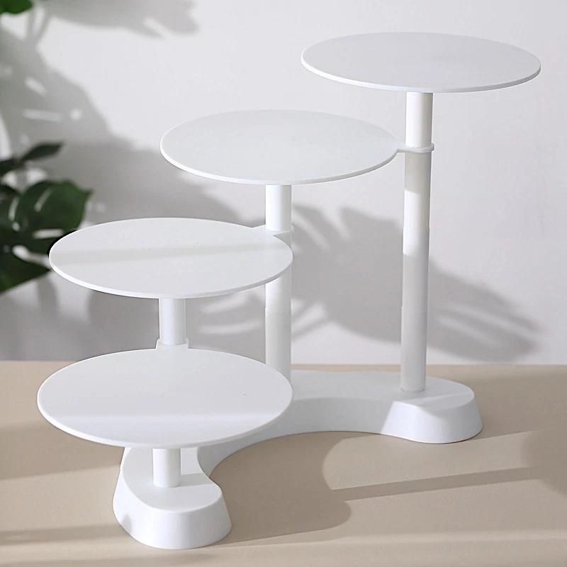 17" WHITE 4 Tier Plastic CAKE STAND Pillar Design Cupcake Holder Party Supplies - Image 3 of 4