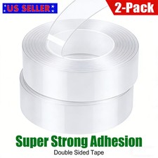16.5FT Transparent Tape Double Sided Traceless Washable Adhesive Invisible Gel