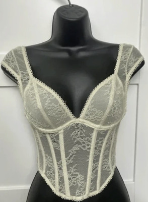 Urban Outfitters Amor Ivory Lace Corset Top XS B1
