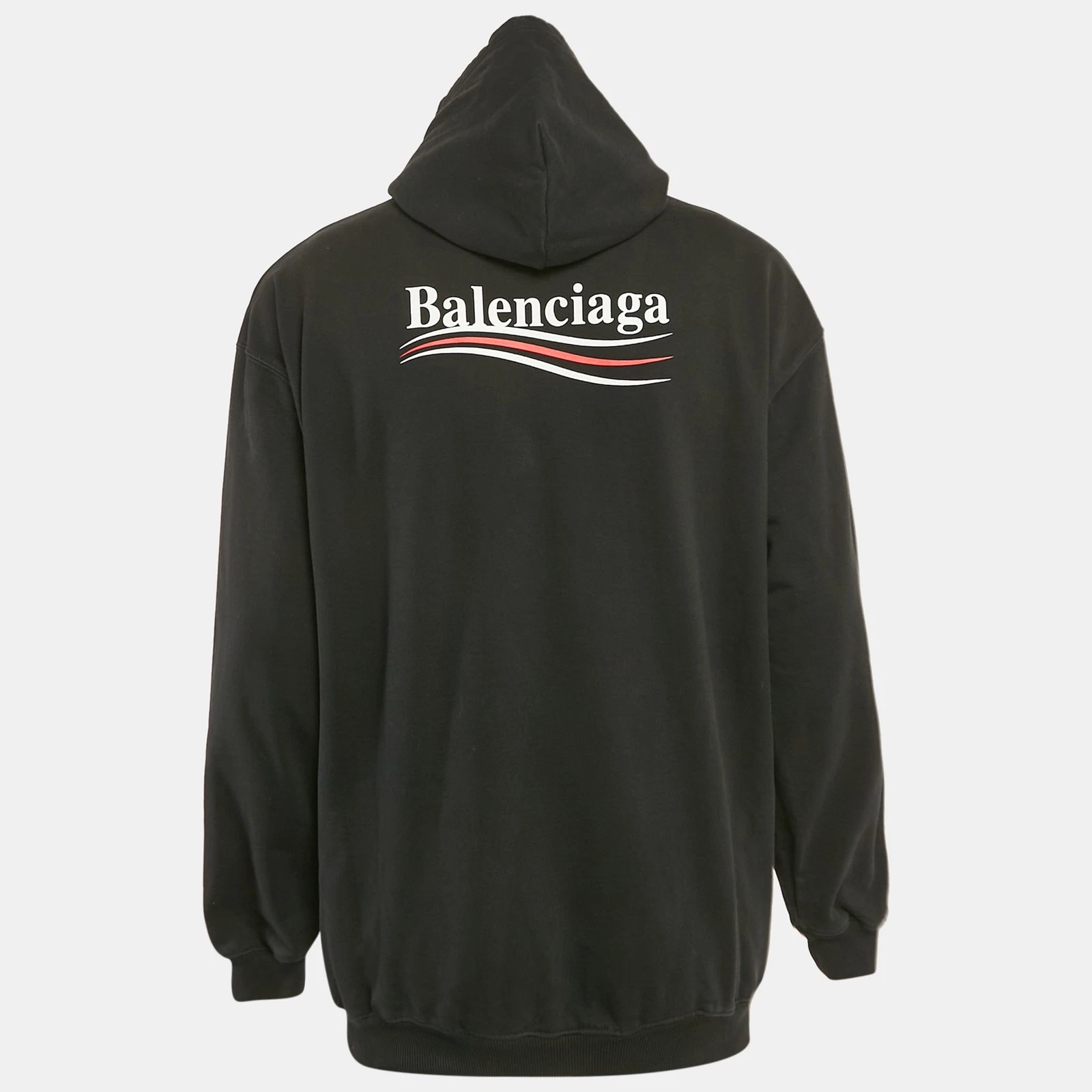 Felpa con cappuccio oversize Balenciaga nera stampa logo maglia cotone S