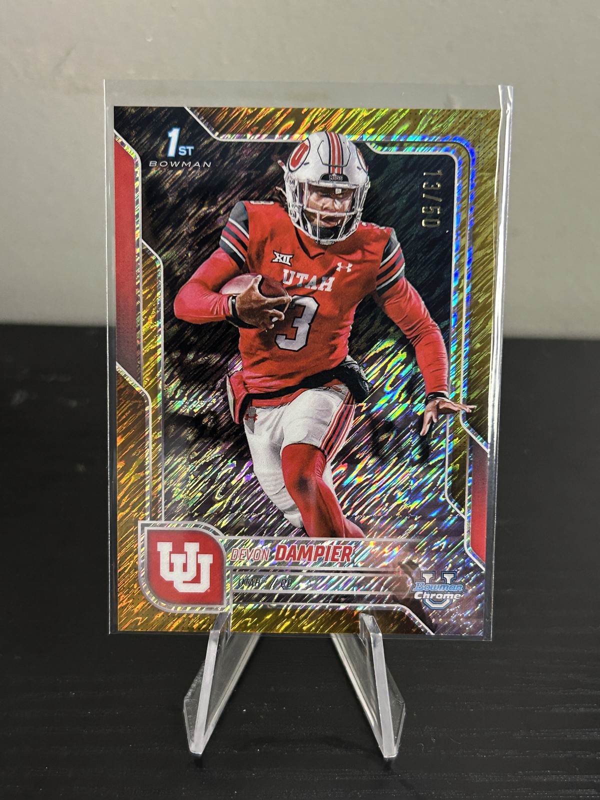 2025 Bowman University Chrome #3 Devon Dampier Gold Shimmer Refractor #/50