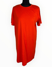 H&M Cotton T-Shirt Dress Women’s UK Size M Short Sleeve Mini Bright Orange